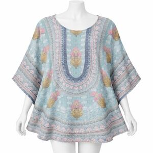 Tolani Collection Tunic Top MP Boho Caftan Floral India Lightweight